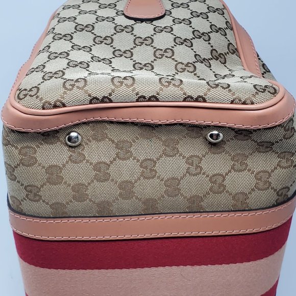 100% Auth Gucci Vintage Boston Canvas Satchel Bag - Picture 10 of 16